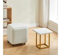 Pouf gigogne 5 en 1, siège Cube empilable, Repose-Pieds, Tabouret empilable en Cuir avec roulettes, idéal pour Les espaces de Vie Modernes, idée créative (Blanc, Grand Format)