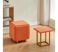 Pouf gigogne 5 en 1, siège Cube empilable, Repose-Pieds, Tabouret empilable en Cuir avec roulettes, idéal pour Les espaces de Vie Modernes, idée créative (Orange, Grand Format)