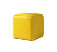 Pouf gigogne 5 en 1, siège Cube, tabourets empilables, Banc Pouf carré en Cuir, Repose-Pieds à roulettes, Meuble Gain de Place pour Salon et Salle à Manger (Jaune 35 cm/13,8 Pouces)