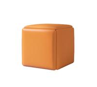 Pouf gigogne 5 en 1, siège Cube, tabourets empilables, Banc Pouf carré en Cuir, Repose-Pieds à roulettes, Meuble Gain de Place pour Salon et Salle à Manger (Orange 35 cm/13,8 Pouces)