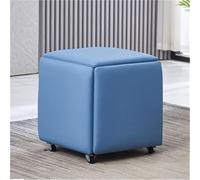 Pouf gigogne 5 en 1, Tabouret Cube en Similicuir avec roulettes, Assise Pouf empilable, tabourets empilables Convertibles avec Repose-Pieds Amovible pour Salon Familial, idée créative (Bleu