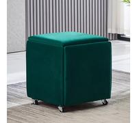 Pouf gigogne cube - Tabourets empilables mobiles avec roulettes, repose-pieds carré, fauteuil de coiffeuse en cuir synthétique pour salon et chambre à coucher