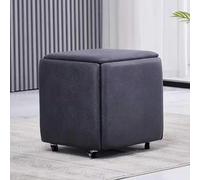 Pouf gigogne cube - Tabourets empilables mobiles avec roulettes, repose-pieds carré, fauteuil de coiffeuse en cuir synthétique pour salon et chambre à coucher