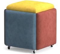Pouf gigogne empilable 5 en 1 avec roulettes pivotantes, tabouret cube créatif et fauteuil de coiffeuse pour salon et chambre à coucher 35 cm cinq couleurs