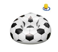 Pouf gonflable avec ballon de sport, ballon de football, noir et blanc