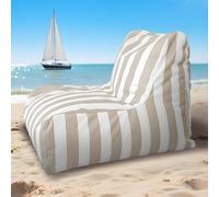 Pouf gonflable pour piscine - Confortable - Pour l'intérieur et l'extérieur - Grand pouf de plage rayé - Pas de remplissage nécessaire - Kaki clair - Parfait pour la détente