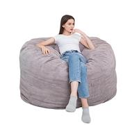 Pouf gris clair, fauteuil grand salon, poufs adultes, pouf non rempli, décoration de chambre à coucher, revêtement côtelé velours, meubles de salon, 175 x 76 cm