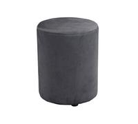Arti Casa Pouf Rond en Velours - Pouf Salon et Chambre - Pouf en Velours 28 x 36 cm - Tabouret Compact pour Coiffeuse - Repose-Pieds Élégant - Tabouret Pouf Velours - Gris