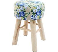 Pouf haut avec housse de tabouret lavable, repose-pieds rond rembourré avec pieds en bois, repose-pieds moderne pour canapé de salon, ottomans portables, pivoine bleue