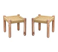 Lot de 2 tabourets Josue élégants en bois d'acacia marron clair 36 cm