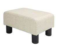 HOMCOM Pouf Repose-Pied Tabouret Bas en Tissu de Lin capacité de Charge 110 Kg 40 x 30 x 24 cm Beige