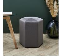 Pouf - Home Deco Factory - Giulia - Velours Côtelé - Gris