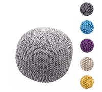 Pouf HWC-E16 à grosses mailles 40x50cm gris