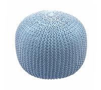 Pouf Hwc-E16, Tabouret De Tricotage, Aspect De Tricotage À Grosses Mailles 40x50cm Bleu Multicolore