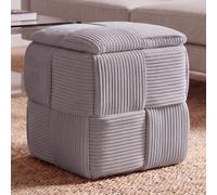 Pouf HWC-Q47, pouf ottoman rembourré, avec couvercle et compartiment de rangement, en Velours (260 g/m²) 43 x 40 x 40 cm gris foncé