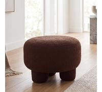 Pouf HWC-Q49, pouf rembourré, tissu bouclé (200 g/m²) 55 cm, marron foncé