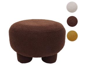 Pouf HWC-Q49 pouf rembourré tissu bouclé (200 g/m²) 55 cm marron foncé