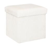 Atmosphera Pouf pliant carré Ezzio effet fourrure blanc G