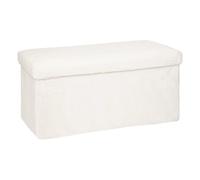Atmosphera - Pouf pliant rectangulaire Ezzio - effet fourrure, bois - blanc