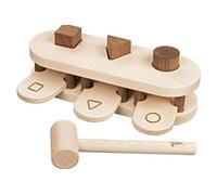 pouf junior 21 x 12 x 7 cm bois naturel/brun 4-pièces