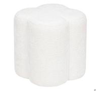Atmosphera - Pouf d'Appoint LAVON Forme Fleur - Blanc - 35 x 35 x H 38 cm, Tissu Bouclé - pour Salon, Chambre