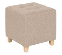 Atmosphera - Pouf carré en tissu LEANDRE - Beige - Léandre