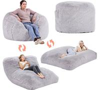 Pouf lit Canapé-lit pleine grandeur - Pouf convertible pour adulte - Gris