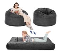 Pouf Lit Convertible En Velours Côtelé - Transformable En Matelas d’Appoint Ultra Confortable, Rembourrage En Mousse Mémoire - Pouf Salon/Chambre Utilisable En Futon/Matelas De Sol, 190x135x25cm