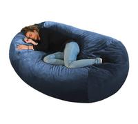Pouf lungo gigante XXL - Divano, pera, cuscino, materasso - Riempito di schiuma triturata ultra confortevole - Doppia fodera lavabile in lavatrice - Made in France - Blu