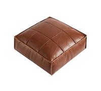 Pouf marocain carré en cuir synthétique marron clair ottomane cube élégant polyvalent pour salon, chambre à coucher, bureau, décoration élégante pour la maison