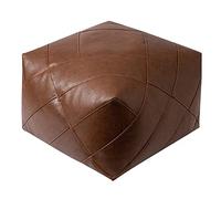 Pouf marocain en cuir ottoman, repose-pieds carré, coussin de rangement pour salon, idée de décoration d'intérieur (café, moyen)