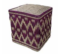 Pouf marocain en paille osier oriental tressé à la main