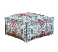 Pouf marocain ottoman de sol carré ottoman pouf en tissu chenille repose-pieds pour salon (55x55x30cm)