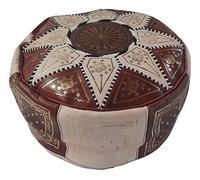 Pouf Marocain Pouf marocain en Cuir véritable Orientale Ethnique ameublement Repose-Pieds. mesure 45 cm de diamètre et environ 23 cm de hauteur.