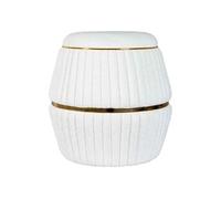 Pouf Matelassé Design "Doric" 53cm Blanc & Or