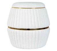 Pouf Matelassé Design "Doric" 53cm Blanc & Or