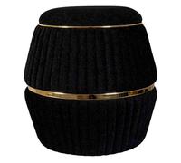 Pouf Matelassé Design "Doric" 53cm Noir & Or