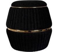 Pouf Matelassé Design "Doric" 53cm Noir & Or