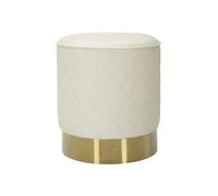 Pouf Matelassé ""Sharon"" 38cm Blanc & Or