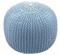 Pouf MENDLER HWC-E16 à grosses mailles 40x50cm bleu Bleu G