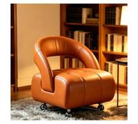 Pouf Mobile rembourré avec Dossier | Design polyvalent, roulettes pivotantes silencieuses, pieds en antidérapants, confortable salons(Orange)