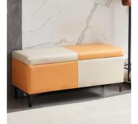 Pouf Moderne avec Rangement Et Pieds Métalliques Banc De Chevet De Lit avec Couvercle À Fermeture Douce Banquette D'entrée Canapé Banc À Chaussures Repose-Pieds(E,60CM)