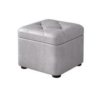 Pouf Moderne avec Rangement, Repose-Pieds Carré, Petits Poufs Multifonctionnels, Surface Facile d'entretien, pour Salon et Chambre à Coucher(Gray,Small)