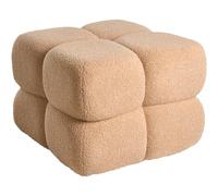 Pouf Moderne en Tissu Bou orme Carrée 60 x 60 cm Accessoire Salon Chambre Beige Caliente