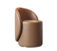 Pouf moderne en tissu bouclé, Pouf rond pour salon, chambre à coucher, dressing, Repose-pieds capitonné Tabouret de coiffeuse,Marron