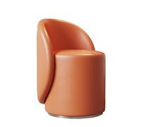 Pouf moderne en tissu bouclé, Pouf rond pour salon, chambre à coucher, dressing, Repose-pieds capitonné Tabouret de coiffeuse,Orange