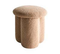 Pouf Moderne en Tissu Bouclé Rond Forme de Champignon Meuble de Chambre Salon Beige Carrington