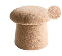 Pouf Moderne en Tissu Bouclé Rond Forme de Champignon Meuble de Chambre Salon Beige Eufaula