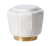 Pouf Moderne en Velours 43 x 37 cm Base Dorée Blanc Irving