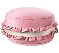 Pouf Moderne en Velours 50 x 50 x 30 cm Rond Rembourré EPS Forme de Macaron Accessoire Enfant Rose Laduree